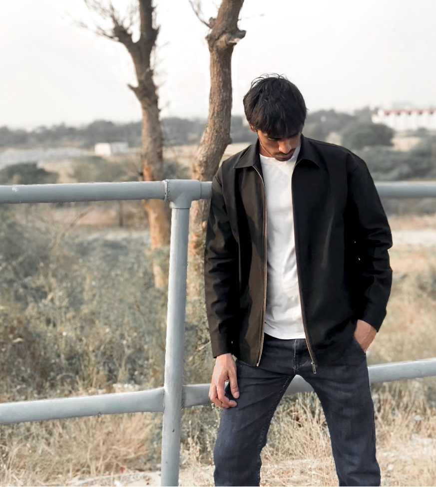 Black denim zipper