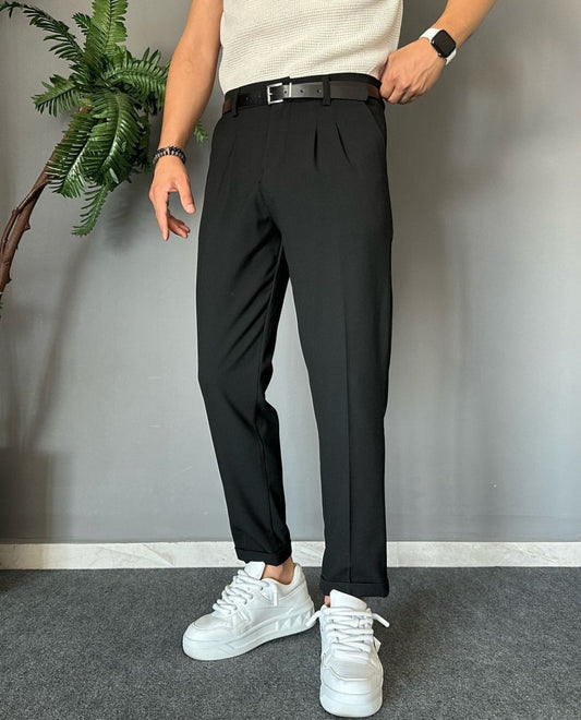 Black basic old money suiting fabric pants
