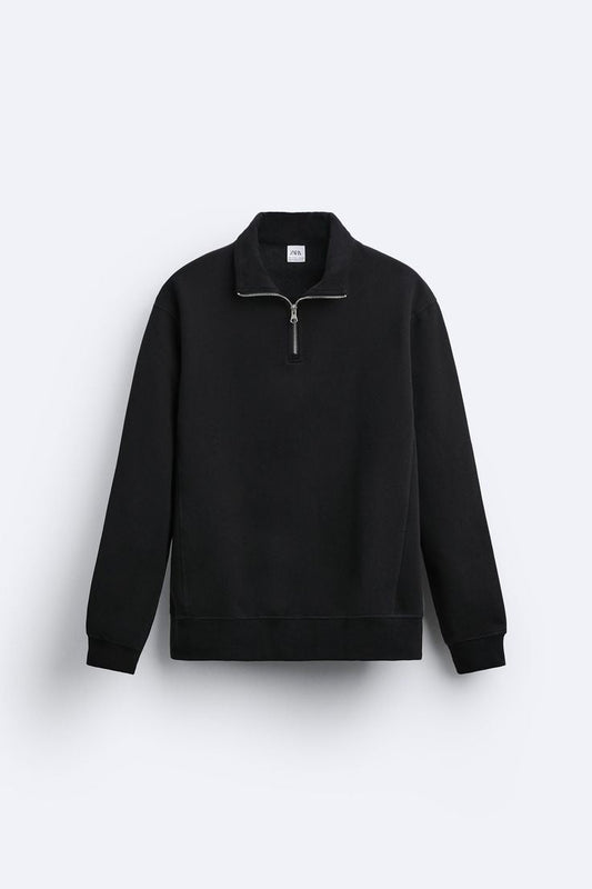 Black quarter zipper sweater