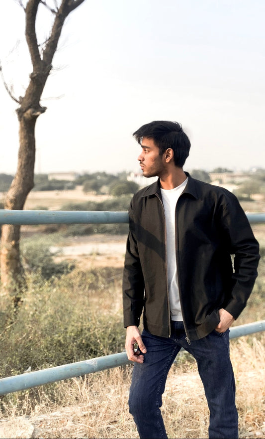 Black denim zipper